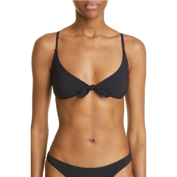 TOTÊME Black Tie Front Recycled Polyamide Blend Triangle Bikini Top Size S NWT - Picture 1 of 13